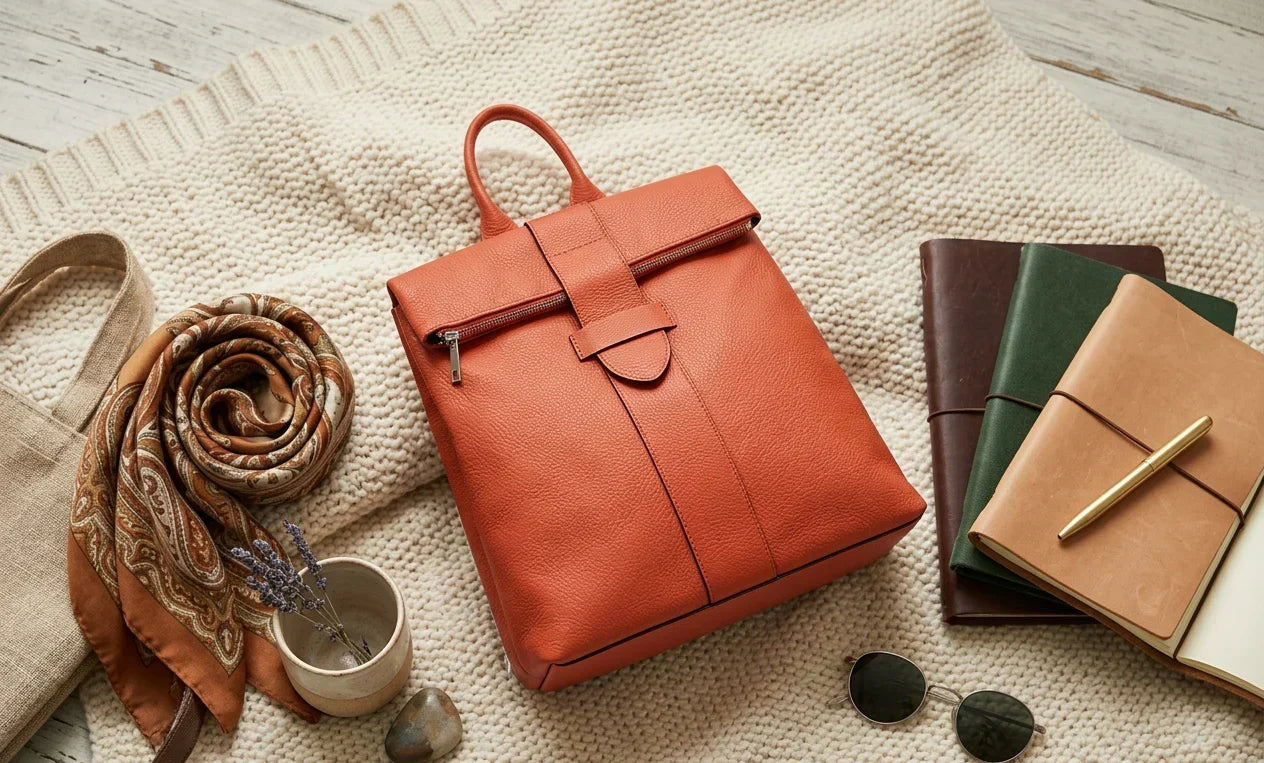 sac-a-dos-antivol-orange-cuir-graine-mandarine