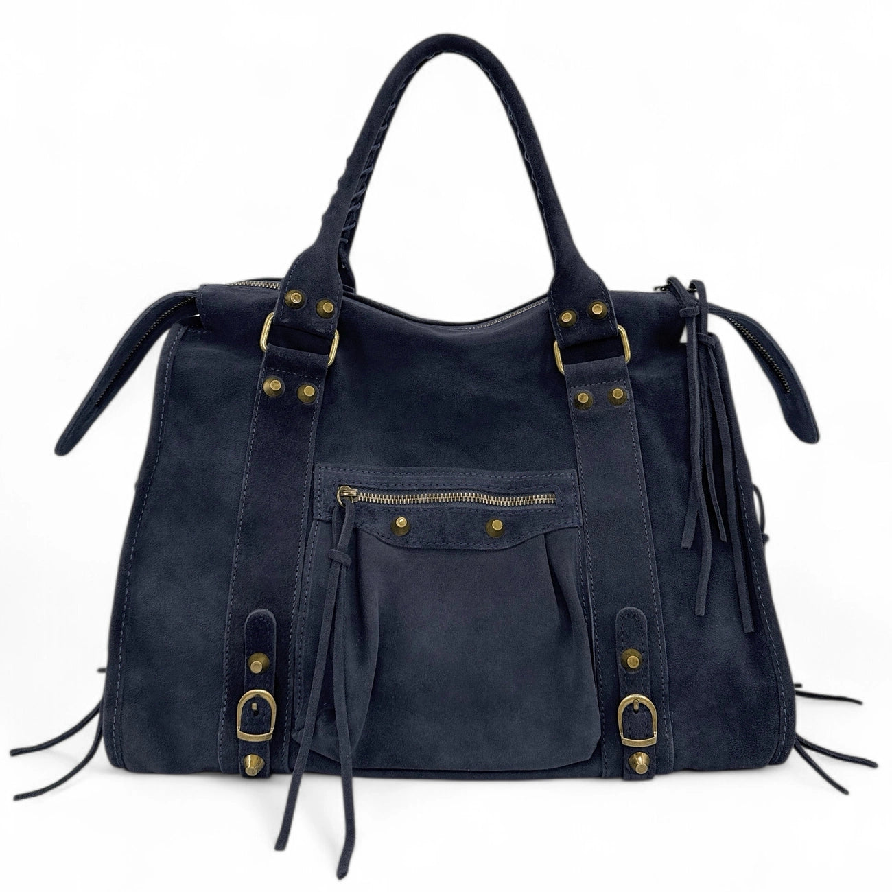 Grand sac à main en daim STORM SUEDE XL Bleu marine