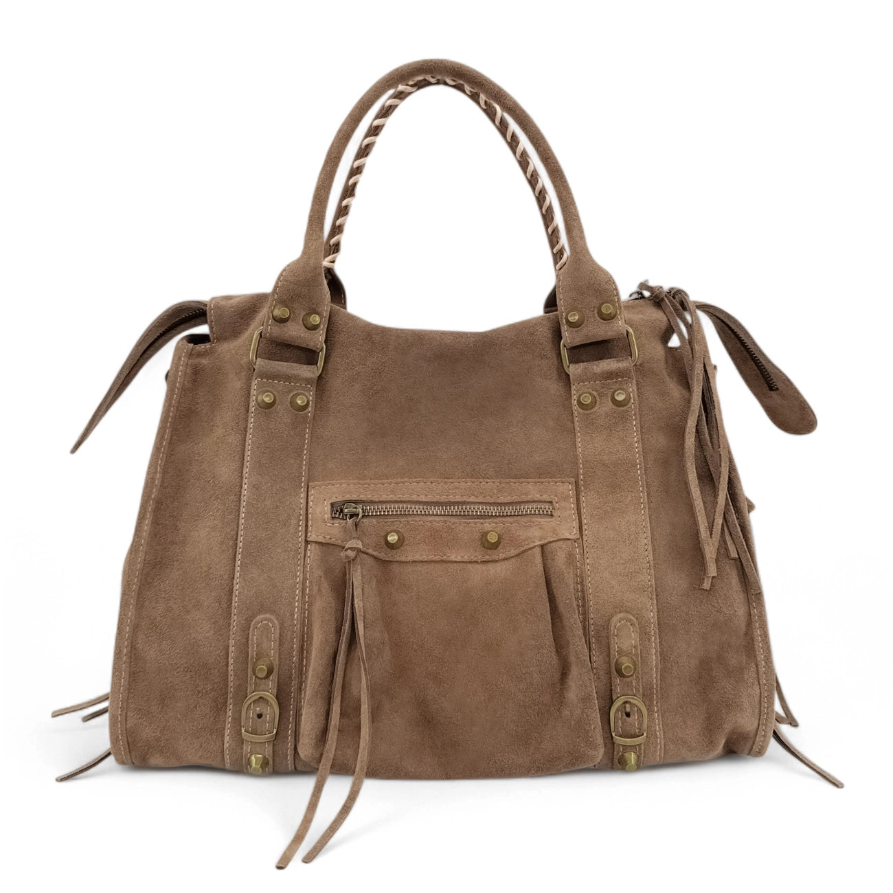 Grand sac à main en daim STORM SUEDE XL Mocha mousse