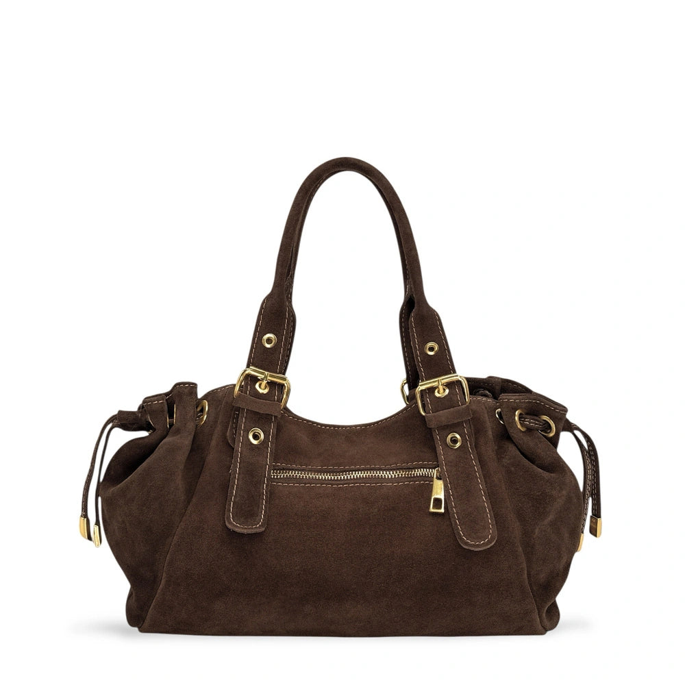 Sac bowling en daim PRINCESSE SUEDE Chocolat