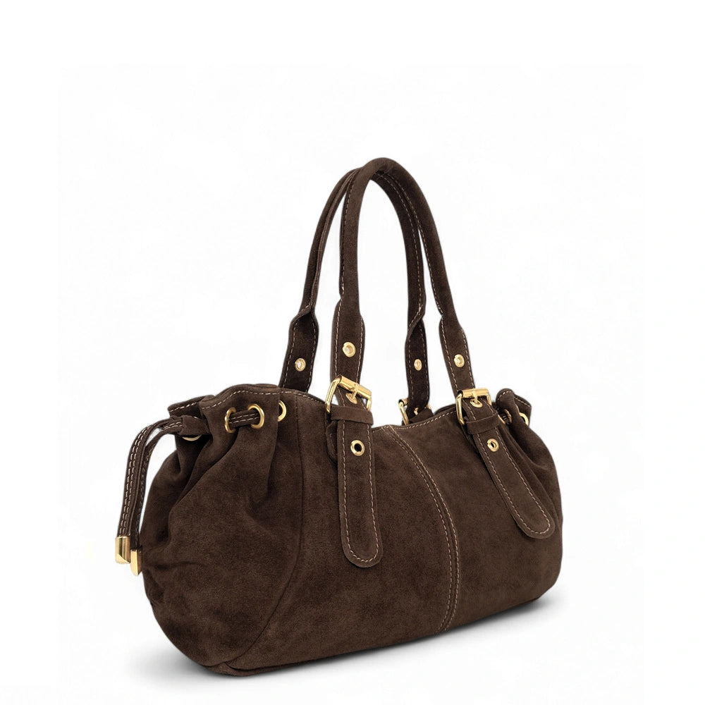 Sac bowling en daim PRINCESSE SUEDE Chocolat