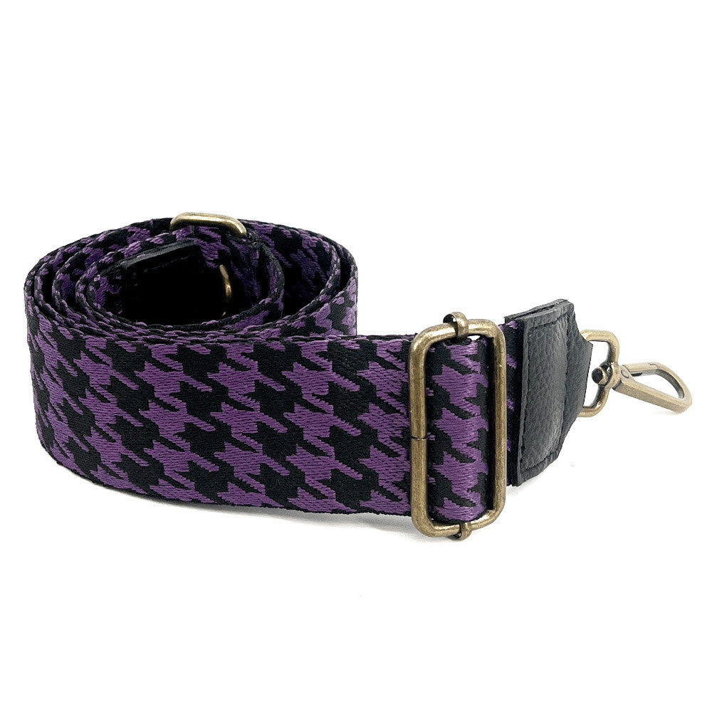 Bandoulière amovible pour sac à main PIED DE POULE laiton Noir