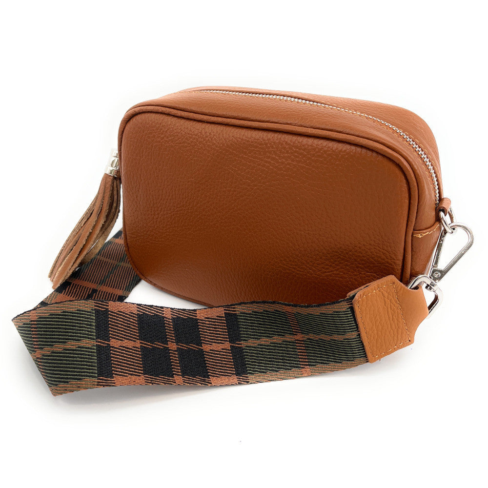 Bandoulière amovible pour sac à main TARTAN argenté Camel
