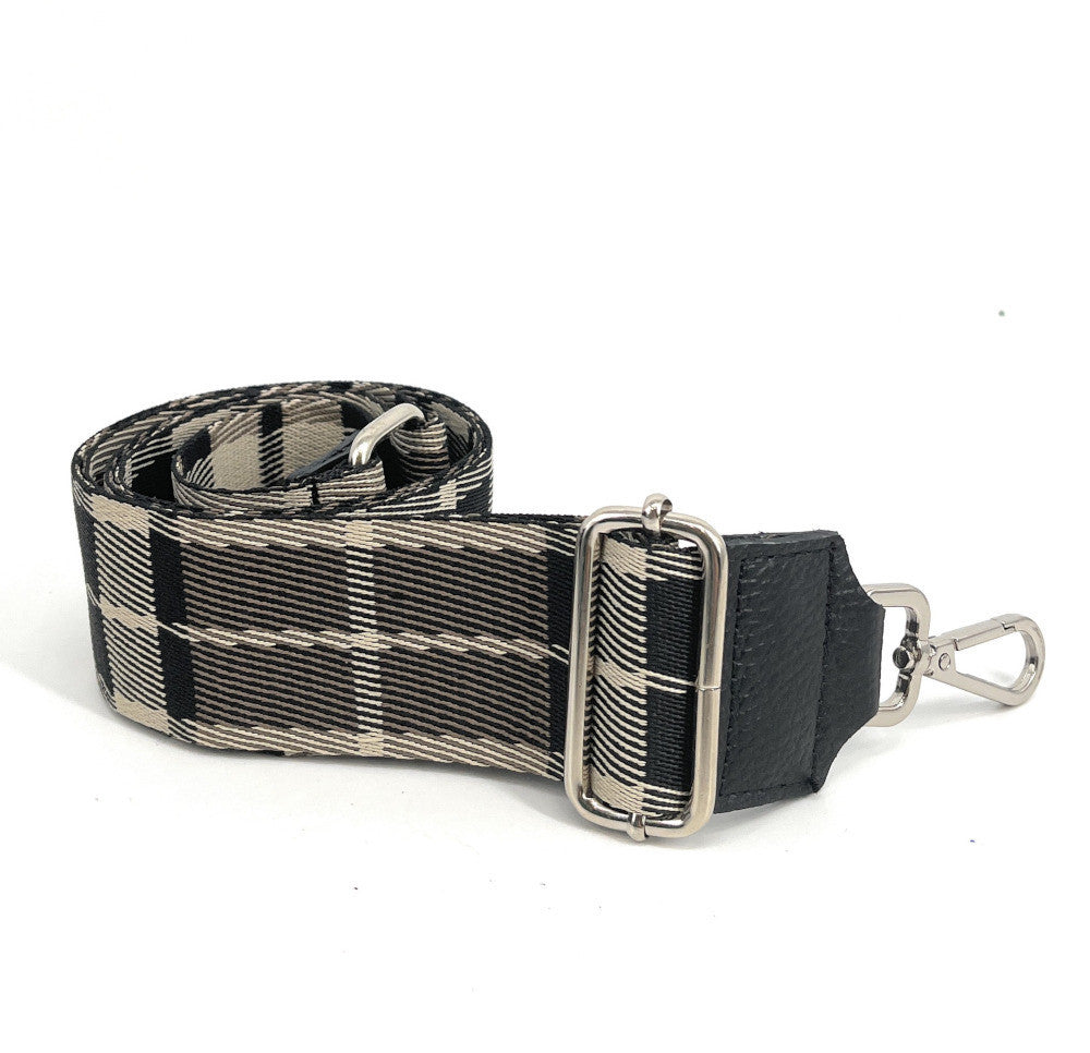Bandoulière amovible pour sac à main TARTAN argenté Noir