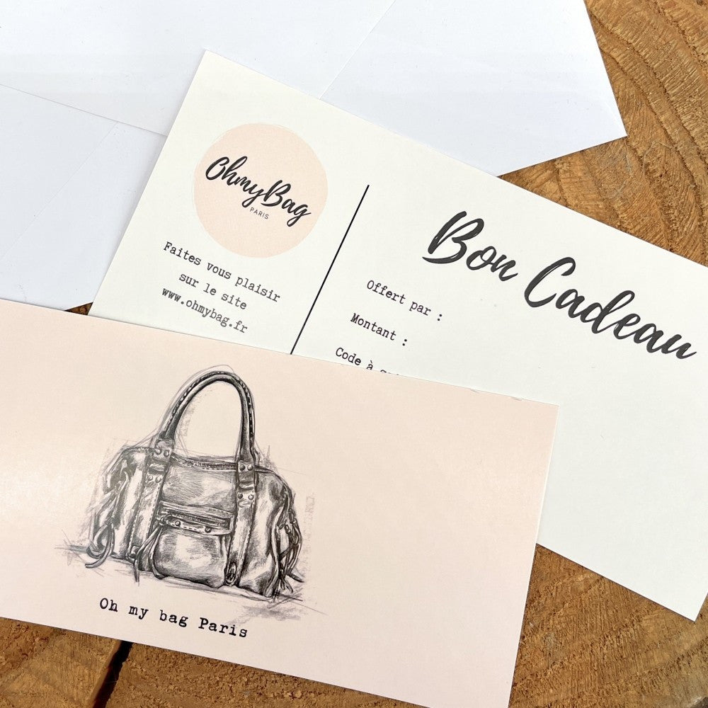 CARTE CADEAU OH MY BAG : valeur du bon de 20 à 300 €uros montant du bon cadeau 250 €