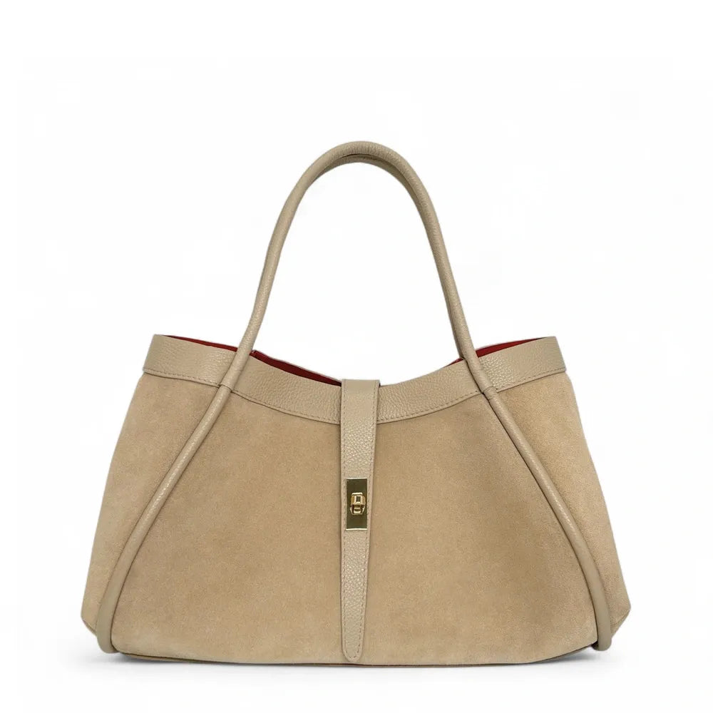 Cabas bowler bi-matière ABERDEEN Beige crème
