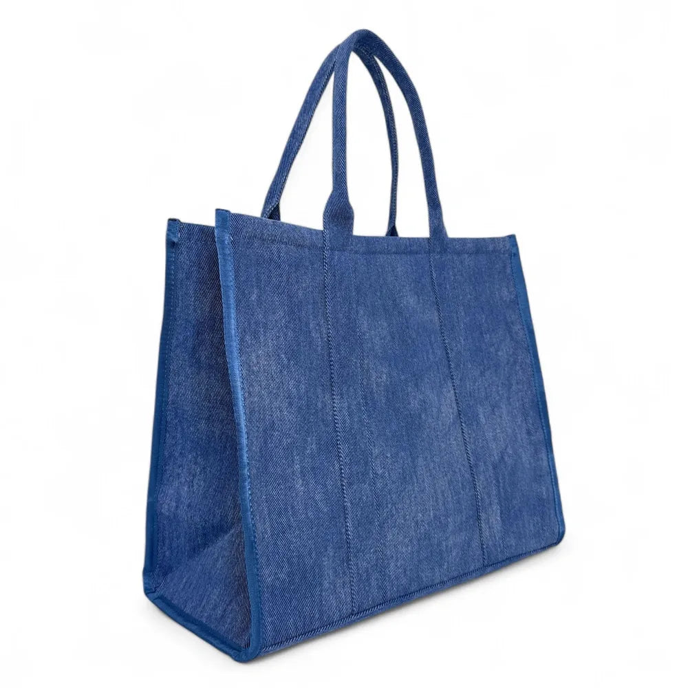 Cabas shopping en toile canvas LE CABAS Bleu denim