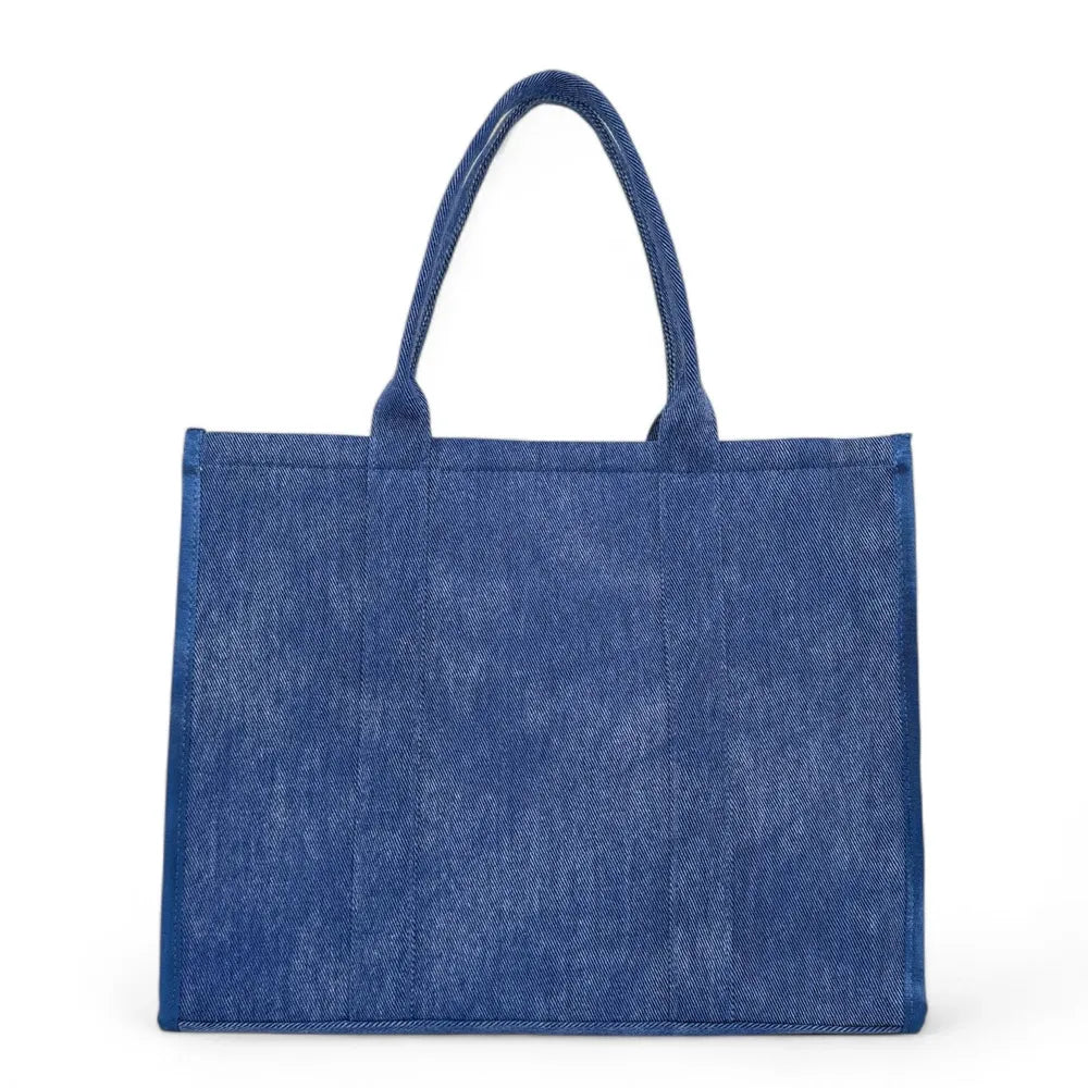 Cabas shopping en toile canvas LE CABAS Bleu denim
