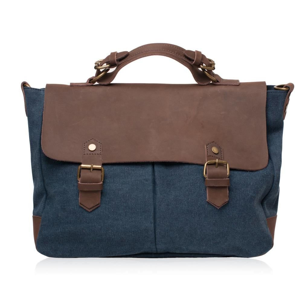 Cartable toile et cuir MOOREA Bleu denim