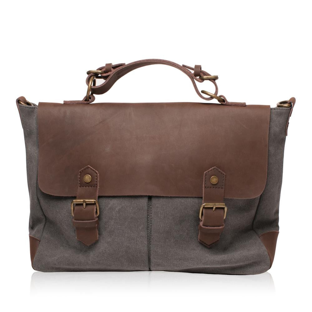 Cartable toile et cuir MOOREA Gris foncé