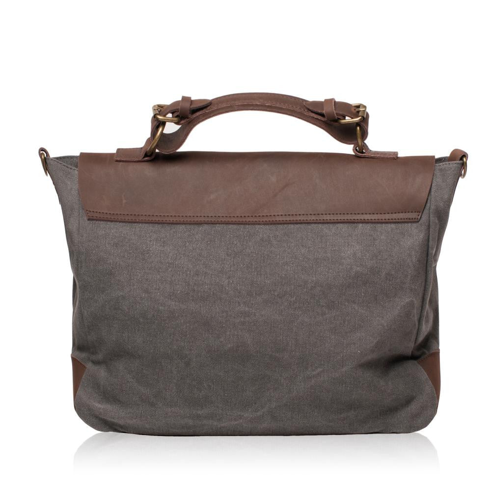 Cartable toile et cuir MOOREA Gris foncé