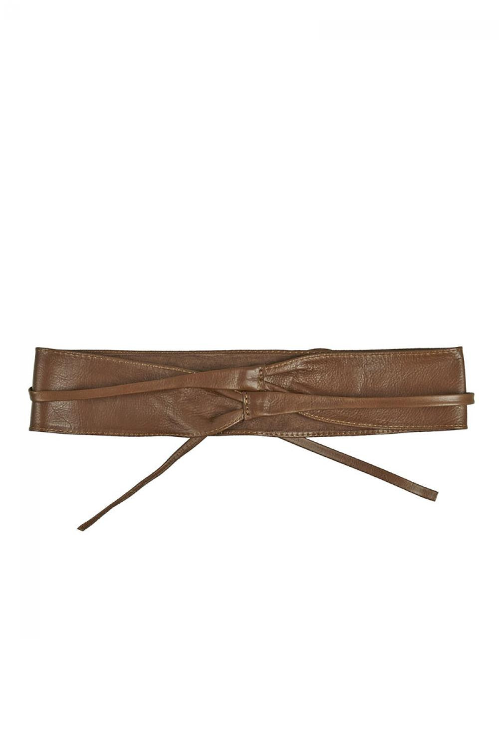 Ceinture large en cuir italien très tendance BELT Taupe foncé