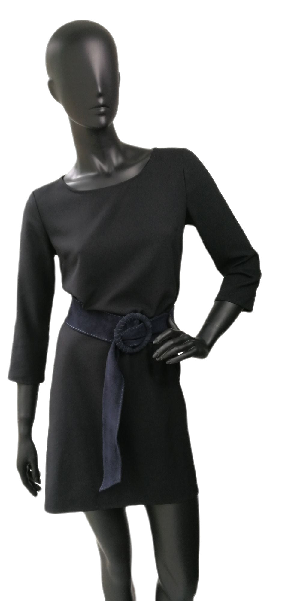 Ceinture large en croûte de cuir italien SPARROW Bleu marine