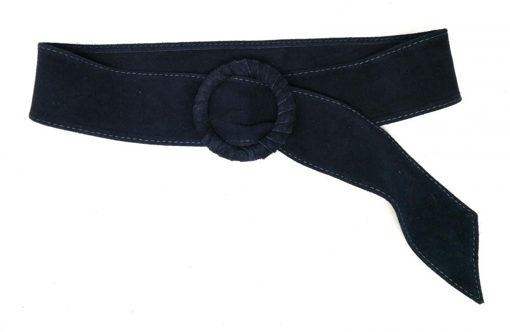 Ceinture large en croûte de cuir italien SPARROW Bleu marine