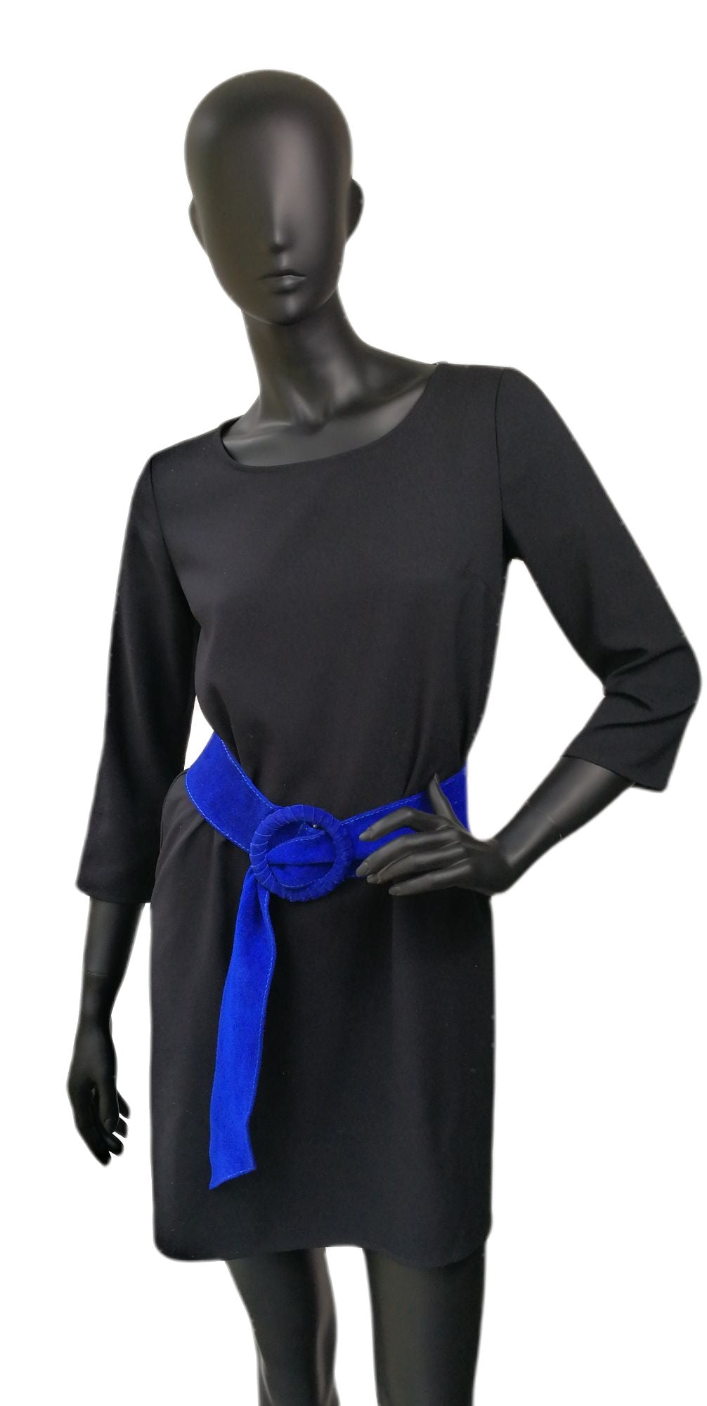 Ceinture large en croûte de cuir italien SPARROW Bleu roi