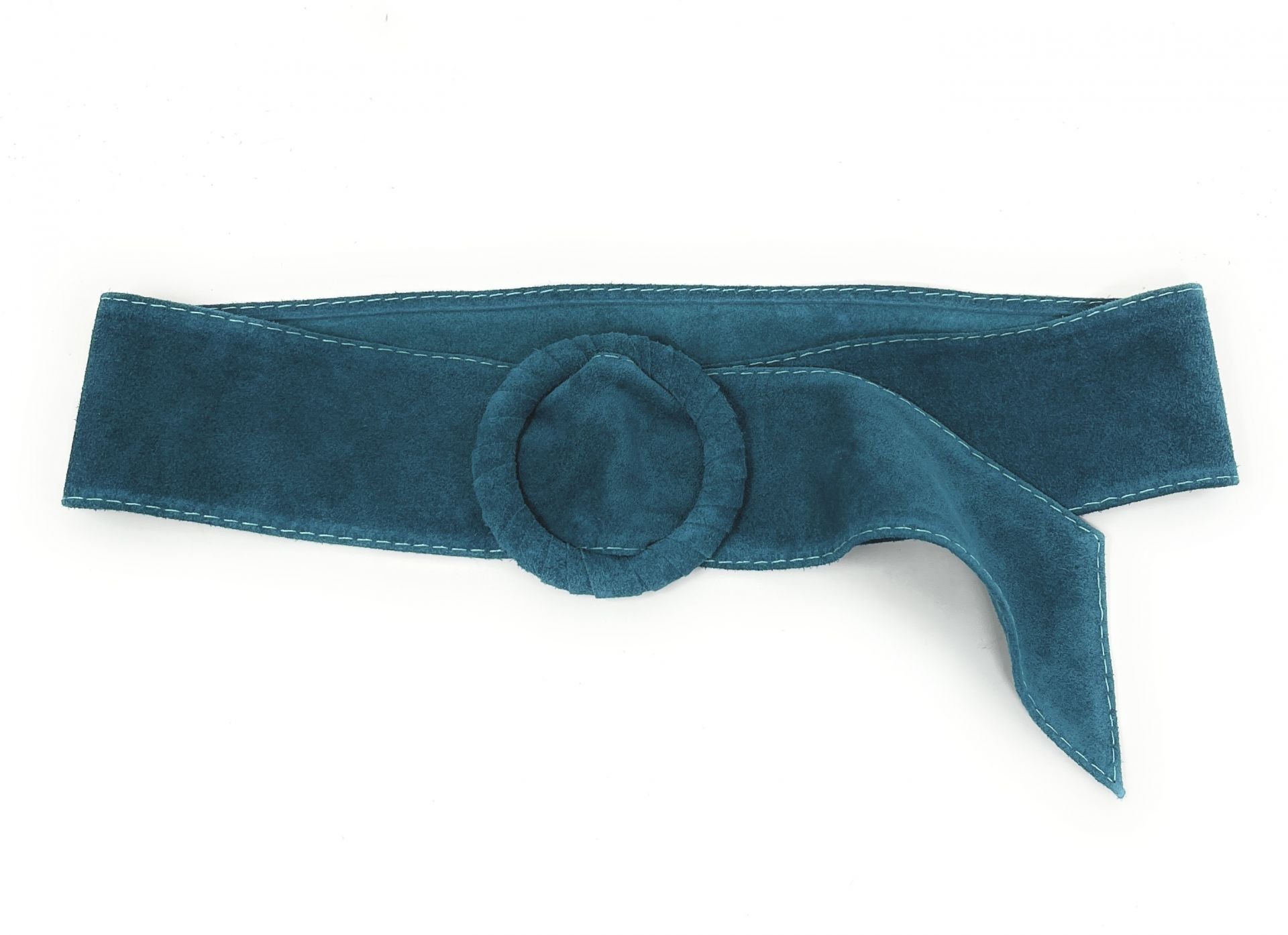 Ceinture large en croûte de cuir italien SPARROW Bleu vert canard