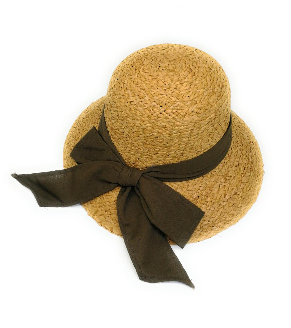 Chapeau en paille tressé brute CHAPO CHAPI Kaki