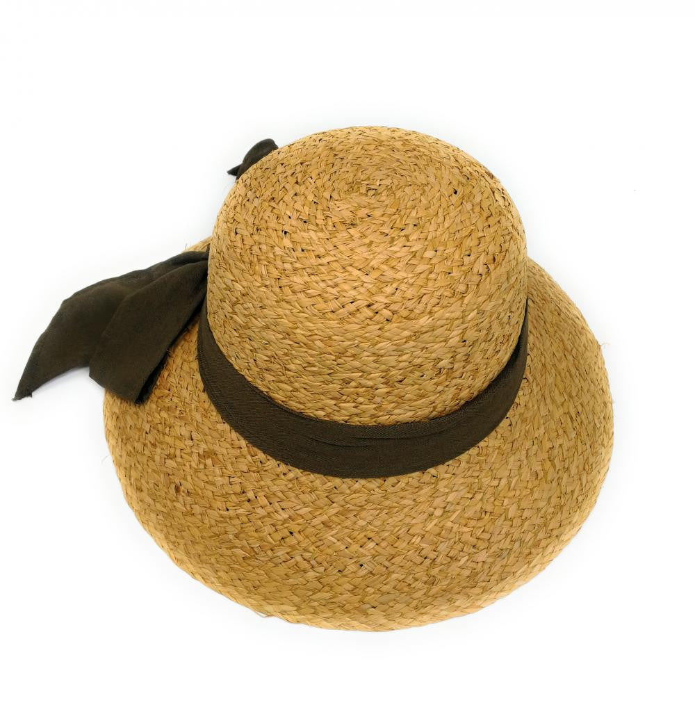 Chapeau en paille tressé brute CHAPO CHAPI Kaki