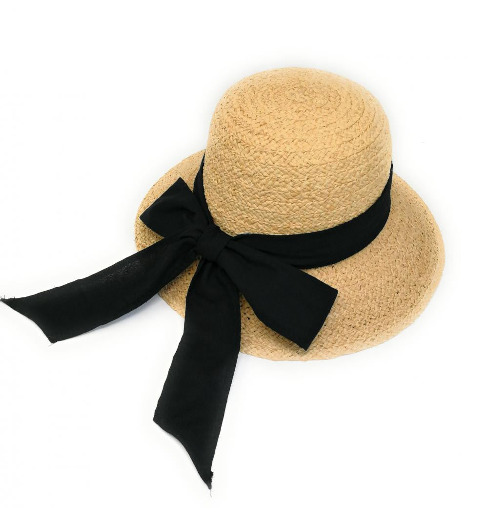 Chapeau en paille tressé brute CHAPO CHAPI Noir