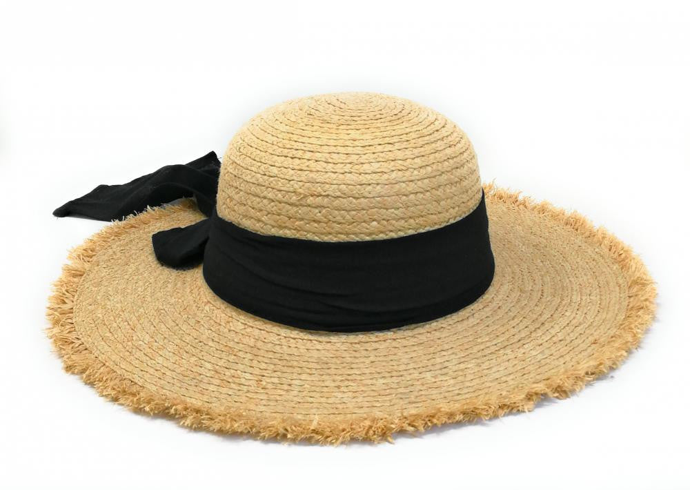 Chapeau en paille tressé CANOPEE Noir