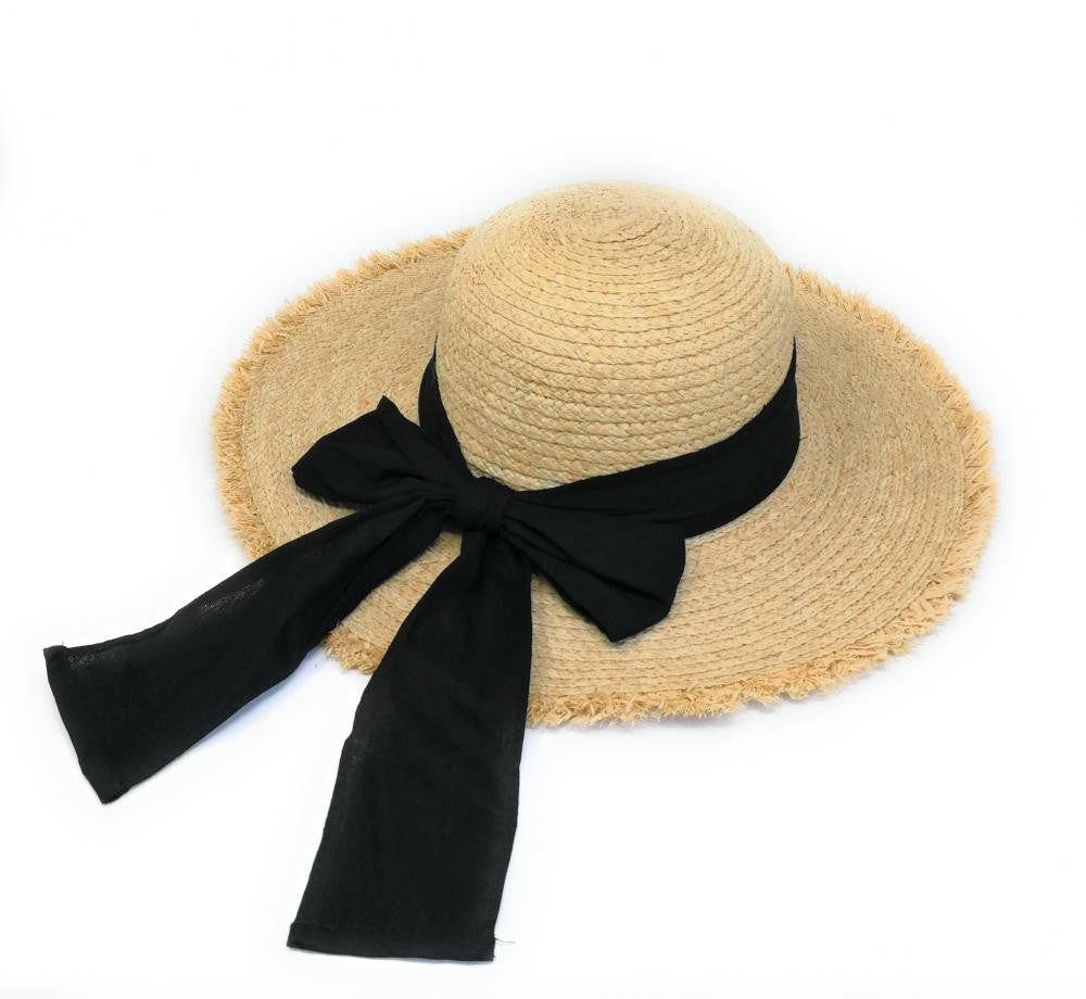 Chapeau en paille tressé CANOPEE Noir