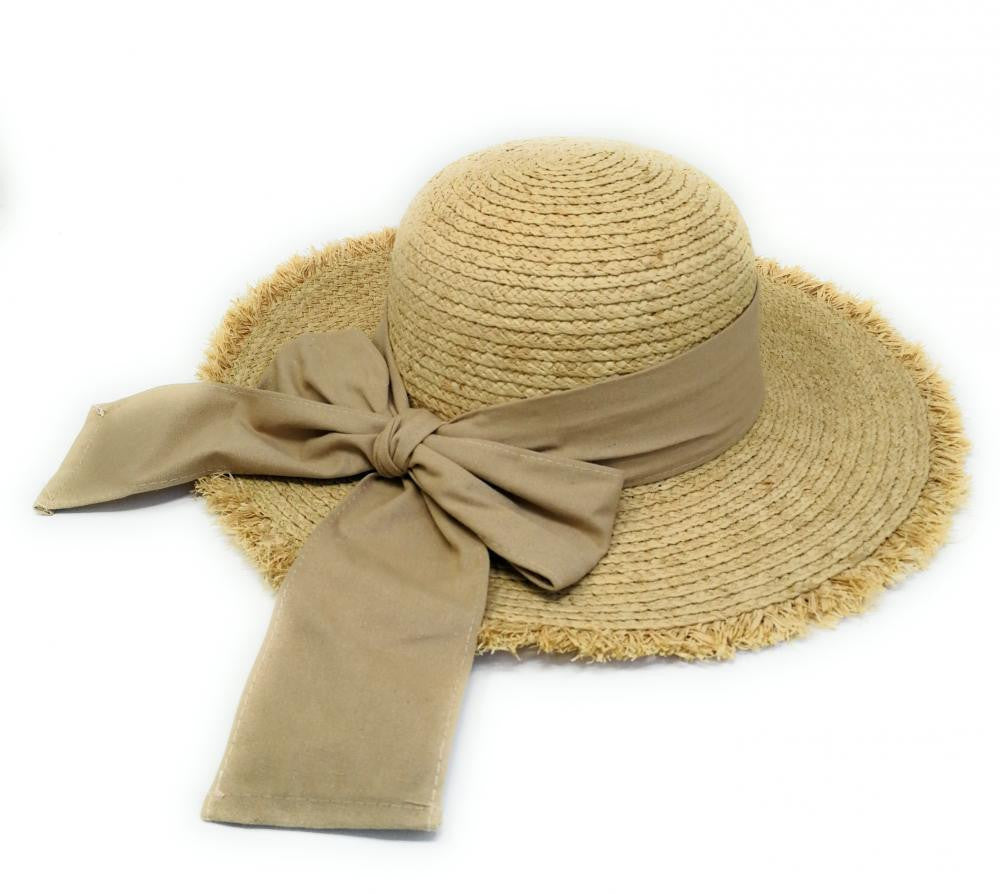 Chapeau en paille tressé CANOPEE Taupe clair