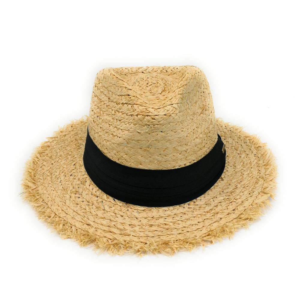 Chapeau en paille tressé SUMMER BY OMB Noir