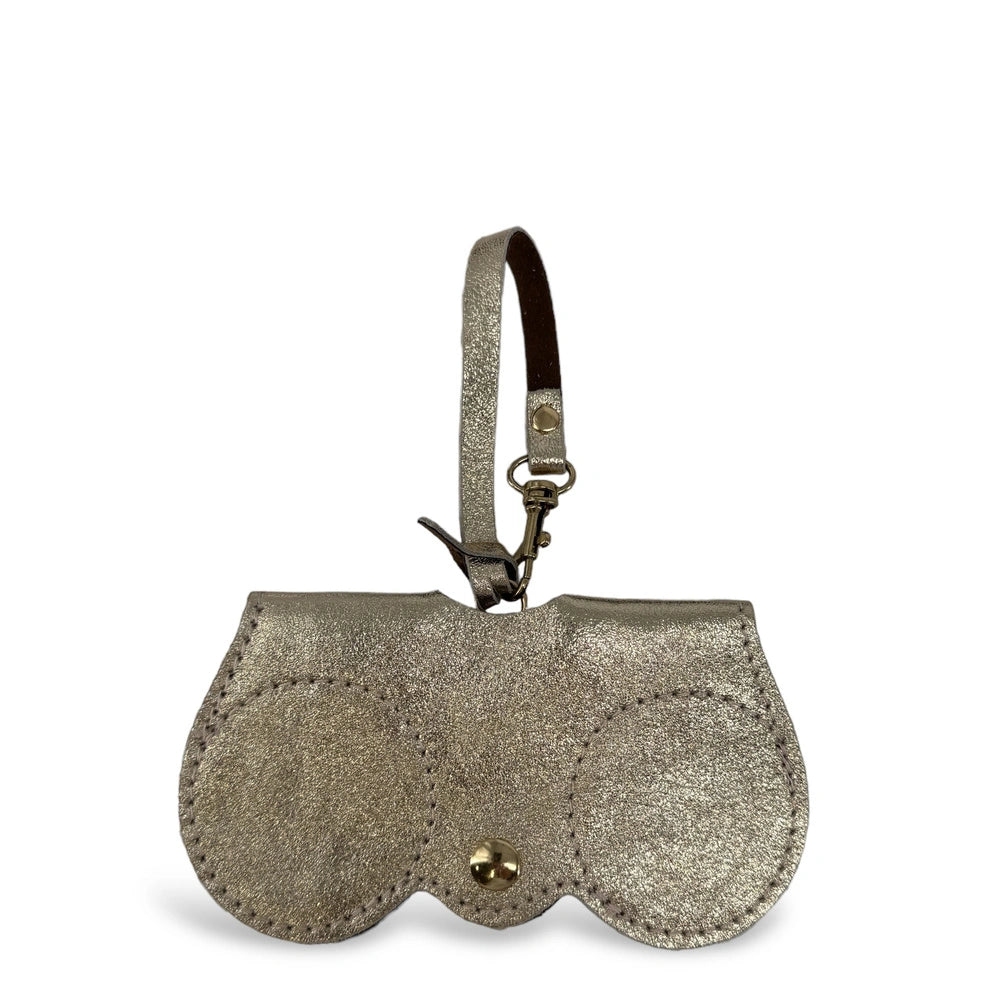 Etui à lunettes en cuir irisé PEANUT GLOW Or pâle