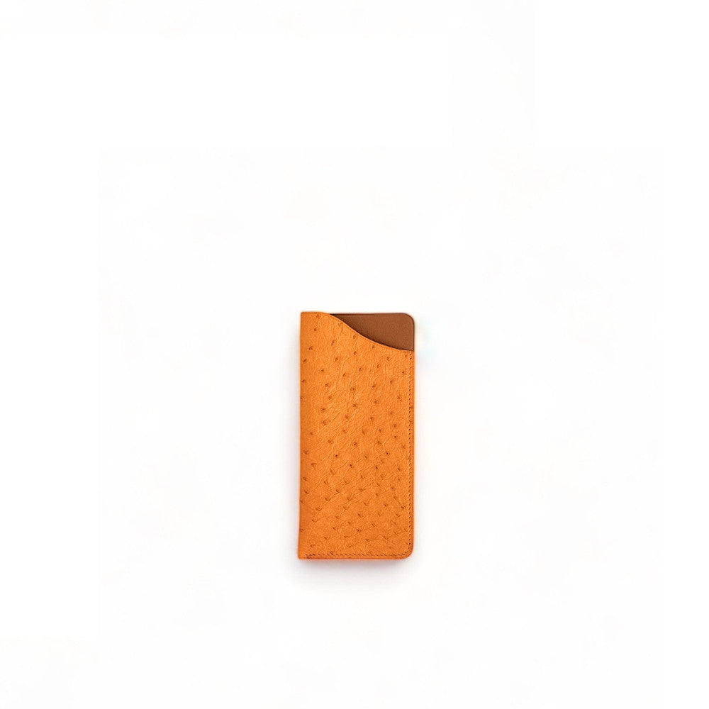 Etui à lunettes en cuir d'autruche édition Haute-couture Orange Orange