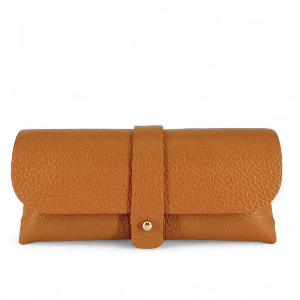 Etui à lunettes en cuir grainé LUMOS Camel