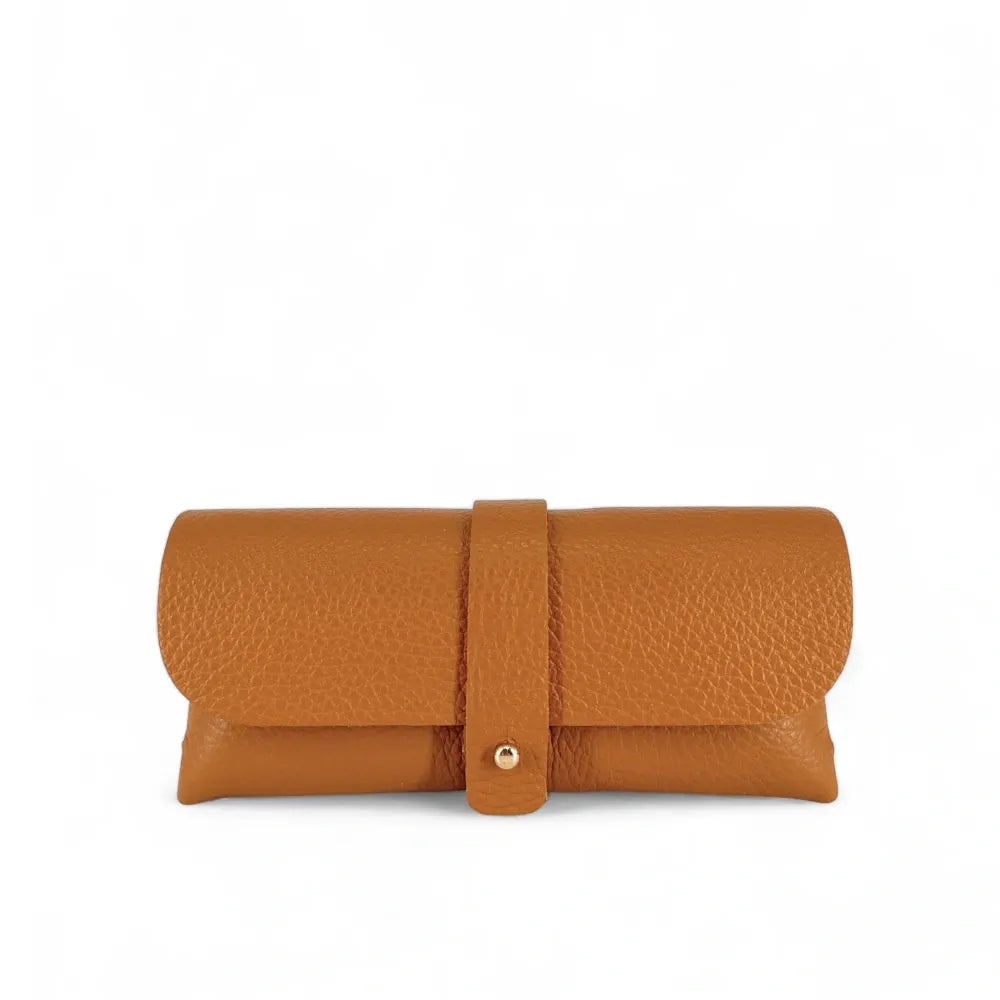 Etui à lunettes en cuir grainé LUMOS Camel
