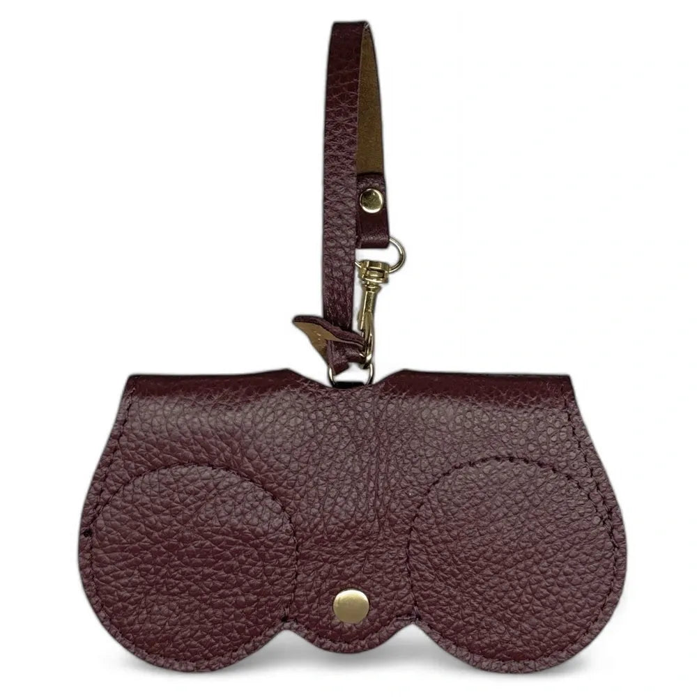Etui à lunettes en cuir grainé PEANUT Rouge bordeaux