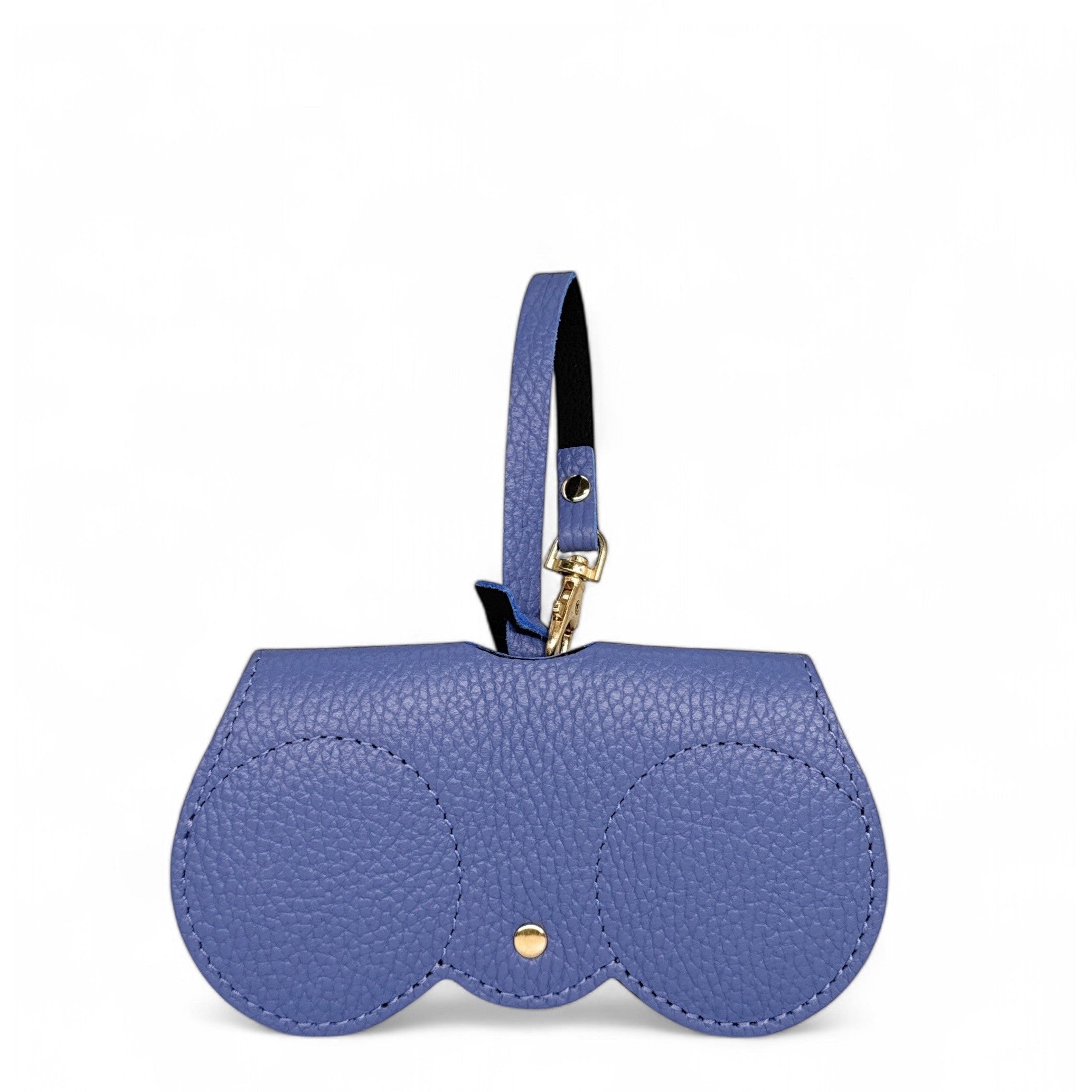 Etui à lunettes en cuir grainé PEANUT Bleu denim