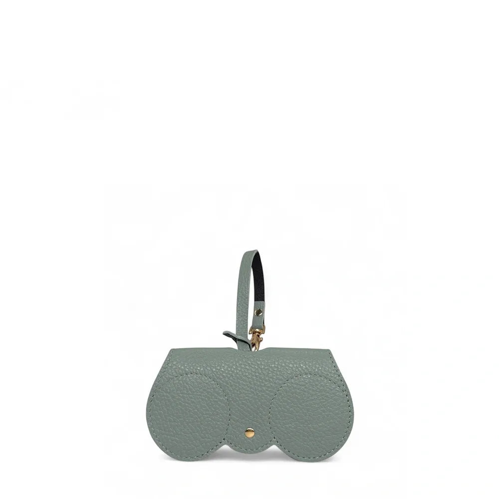 Etui à lunettes en cuir grainé PEANUT Vert pastel