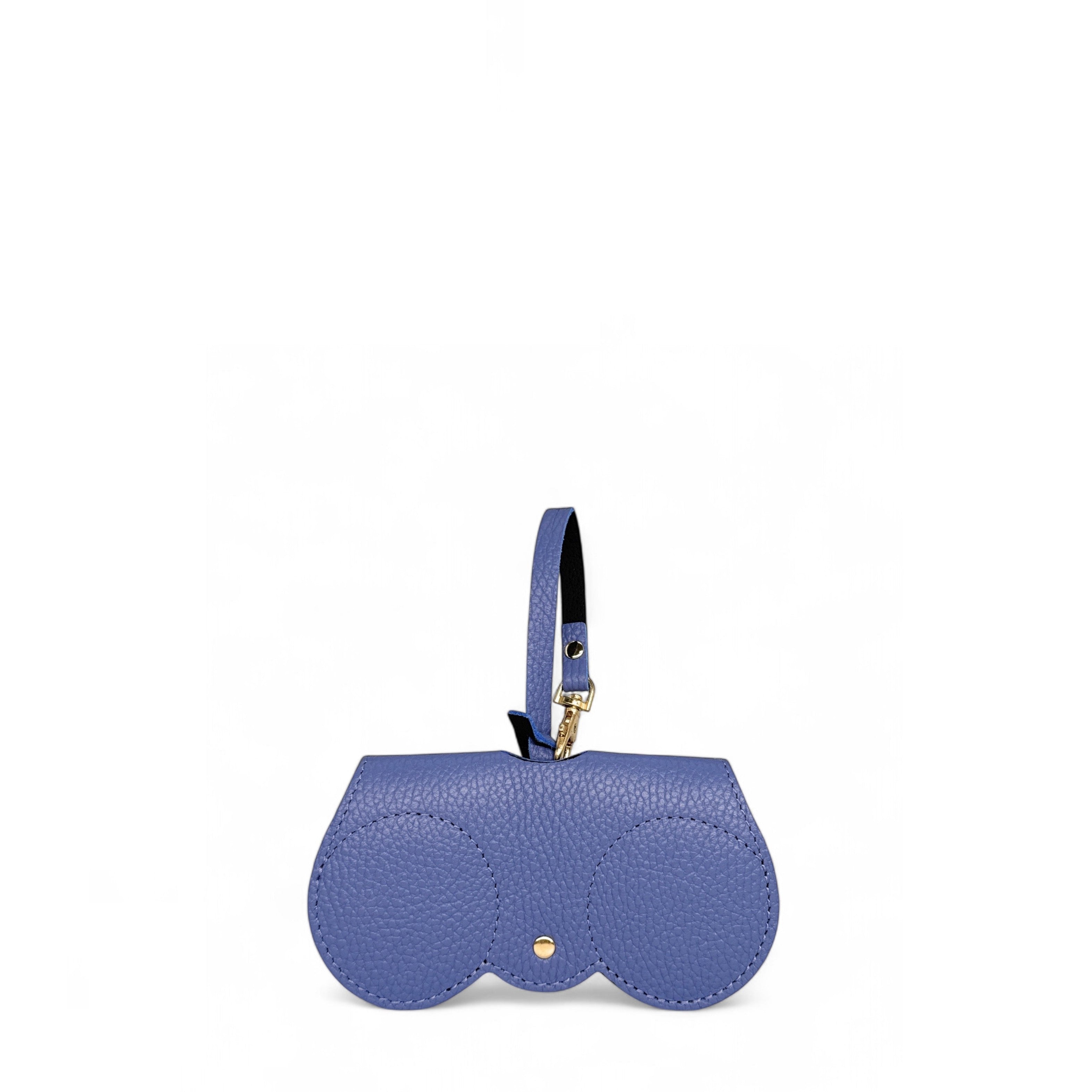 Etui à lunettes en cuir grainé PEANUT Bleu denim