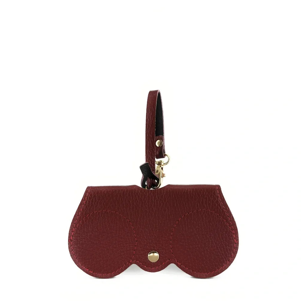 Etui à lunettes en cuir grainé PEANUT Rouge foncé