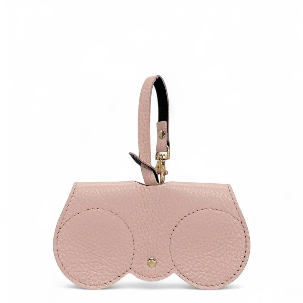 Etui à lunettes en cuir grainé PEANUT Rose nude