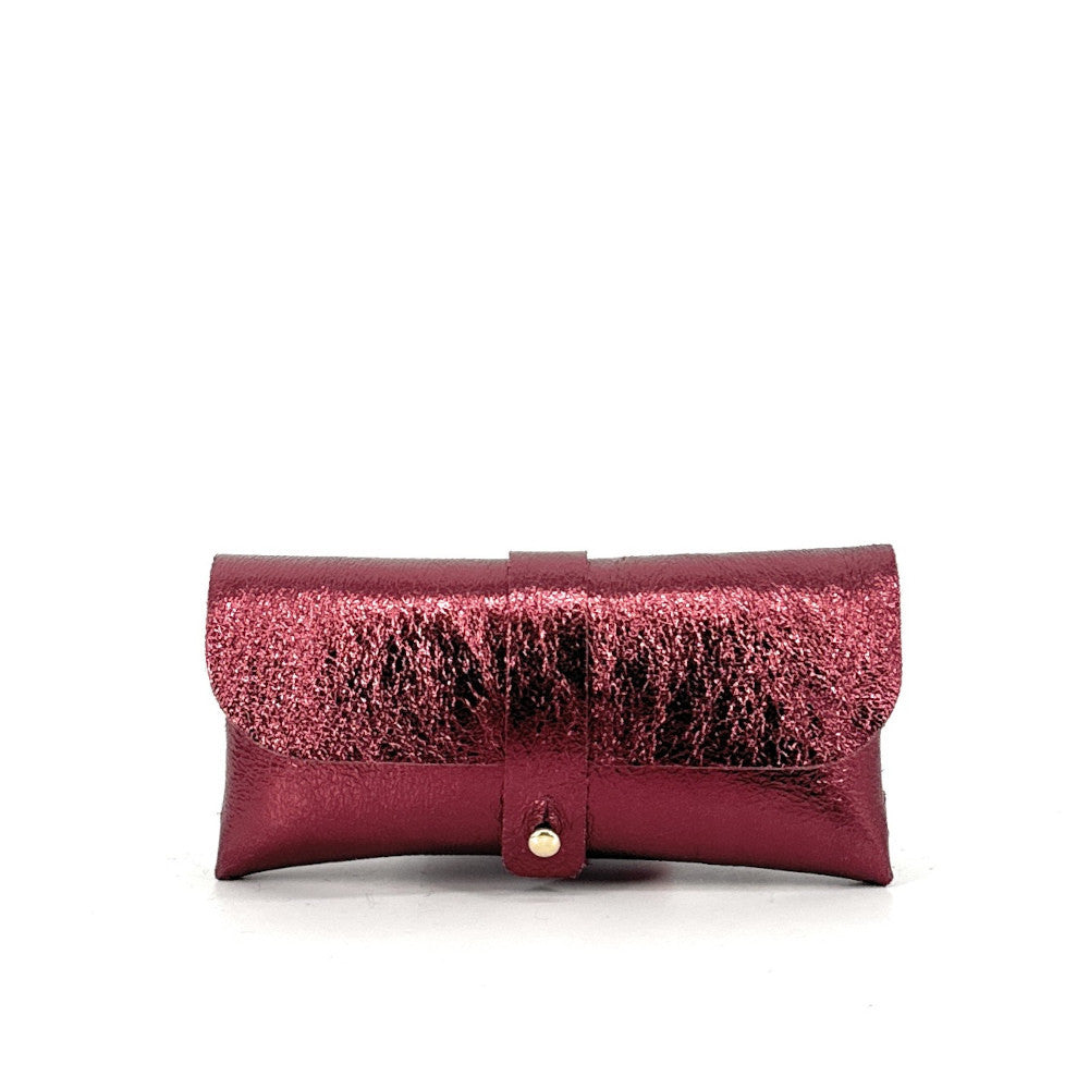 Étui à lunettes en cuir irisé LUMOS Framboise irisé