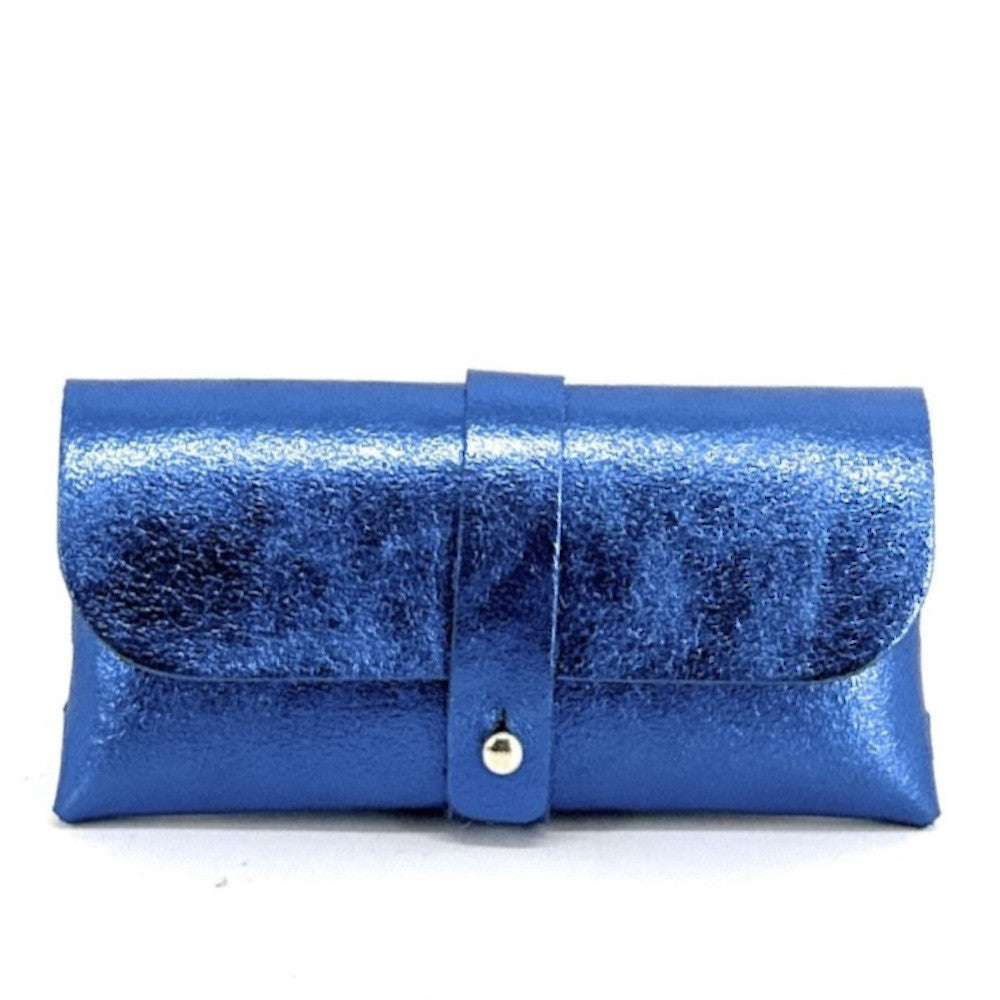 Étui à lunettes en cuir irisé LUMOS Bleu roi irisé
