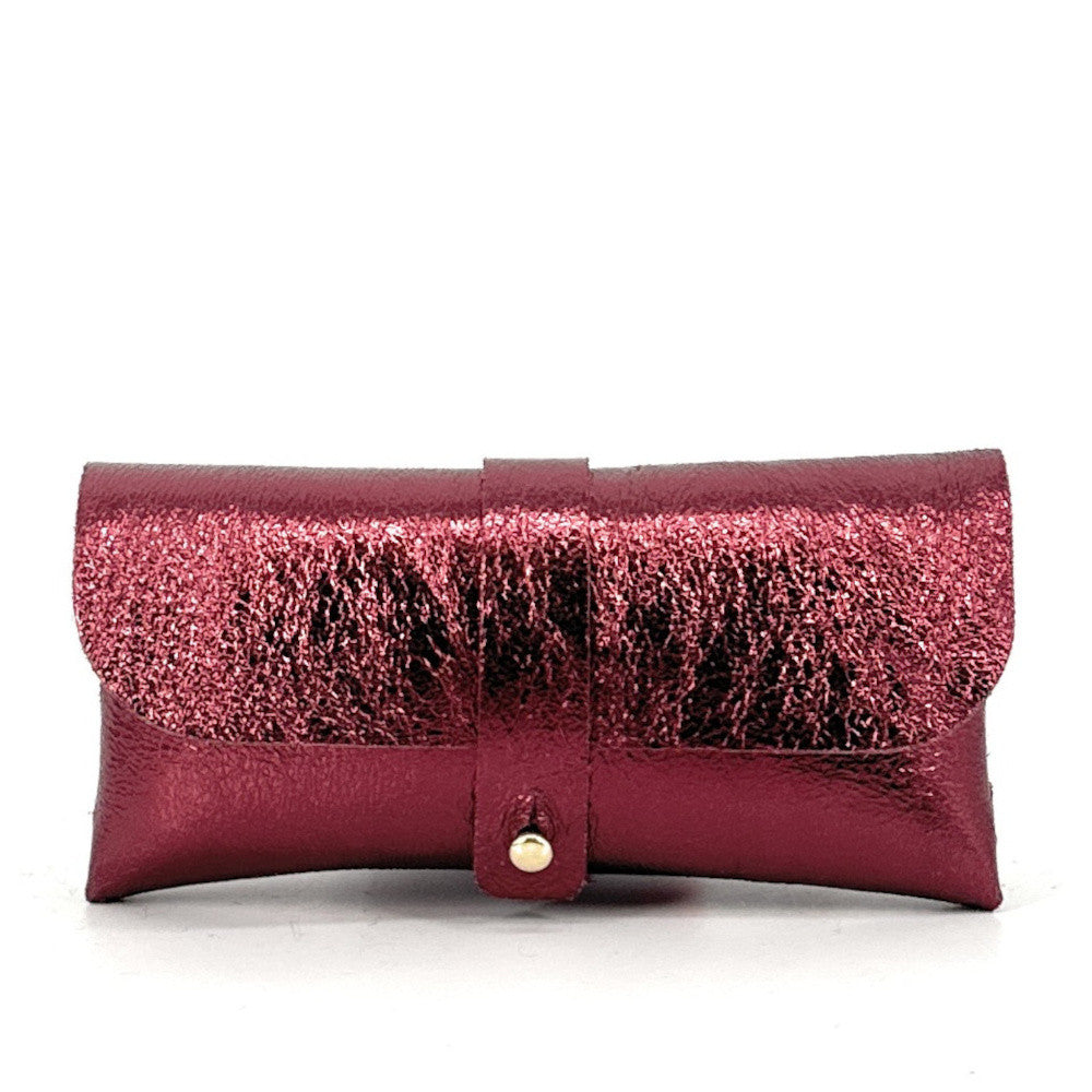 Étui à lunettes en cuir irisé LUMOS Framboise irisé