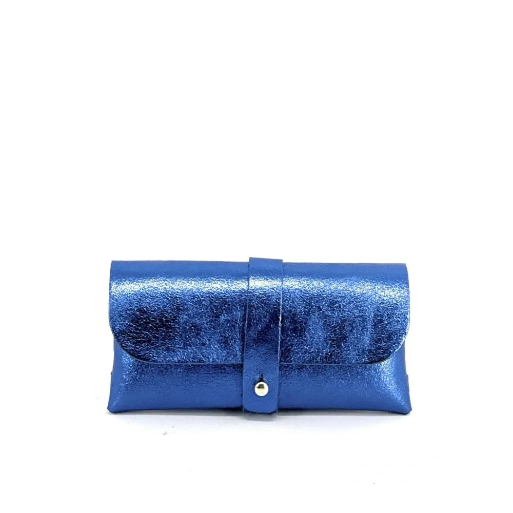 Étui à lunettes en cuir irisé LUMOS Bleu roi irisé