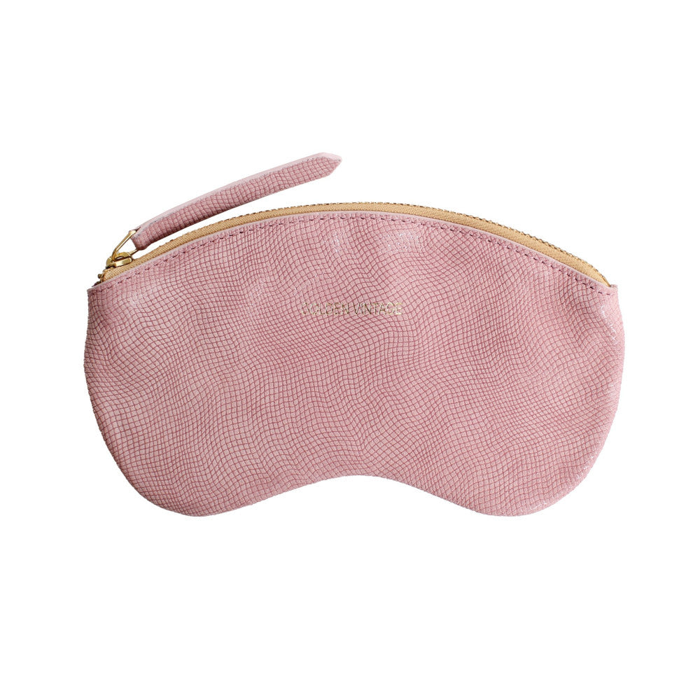 Etui à lunettes en cuir à motif GOLDEN VINTAGE Rose pâle