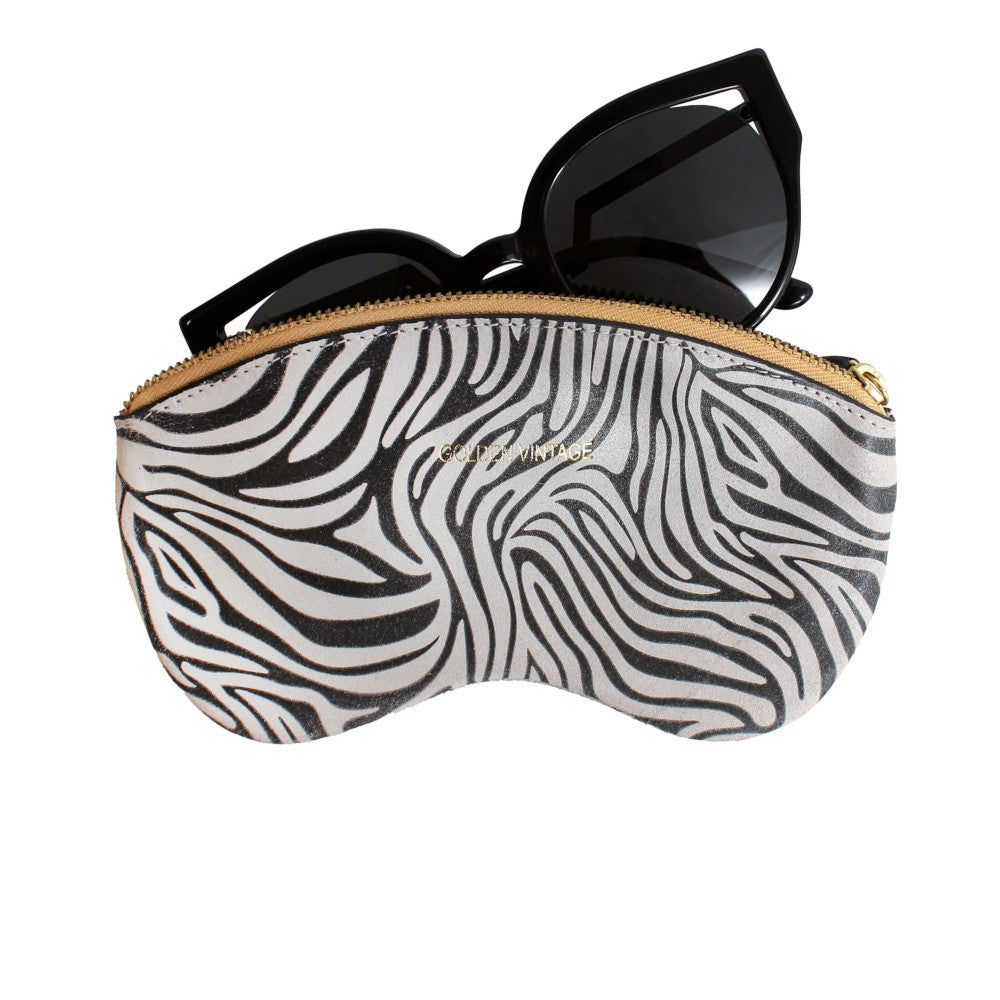 Etui à lunettes en cuir à motif GOLDEN VINTAGE Zèbre