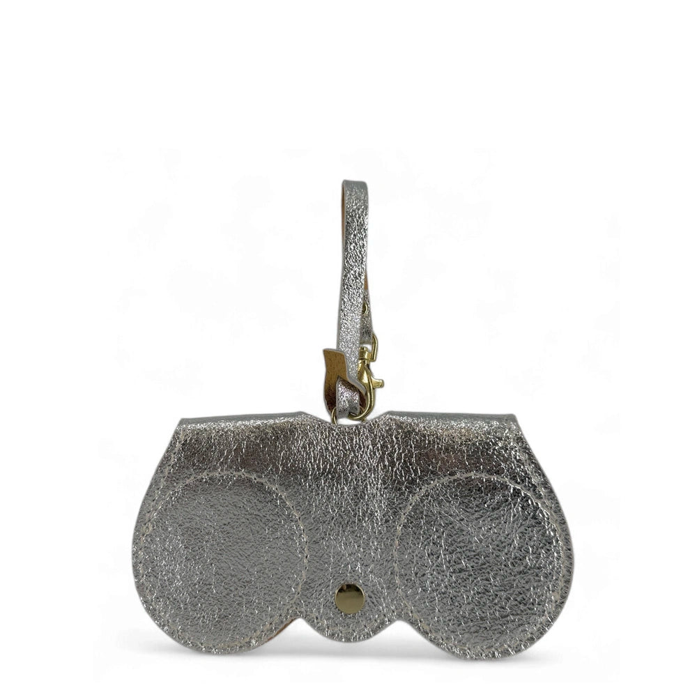 Etui à lunettes en cuir irisé PEANUT GLOW Argent moyen