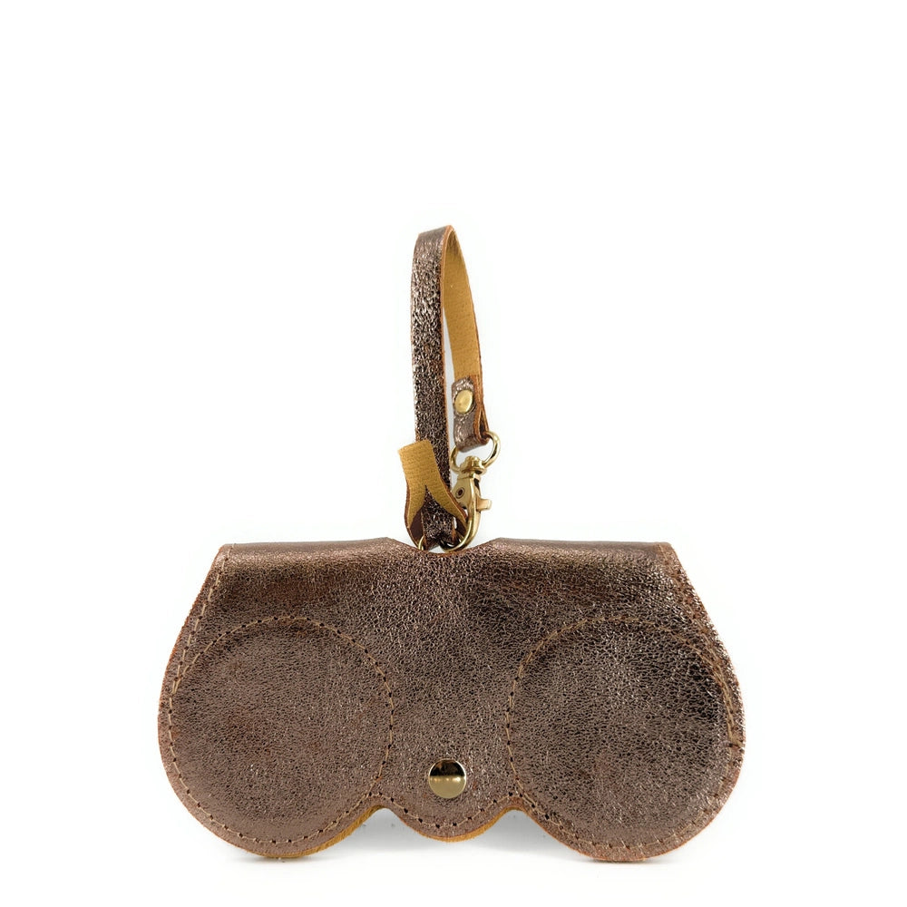 Leather glasses case irise PEANUT GLOW Champagne irise