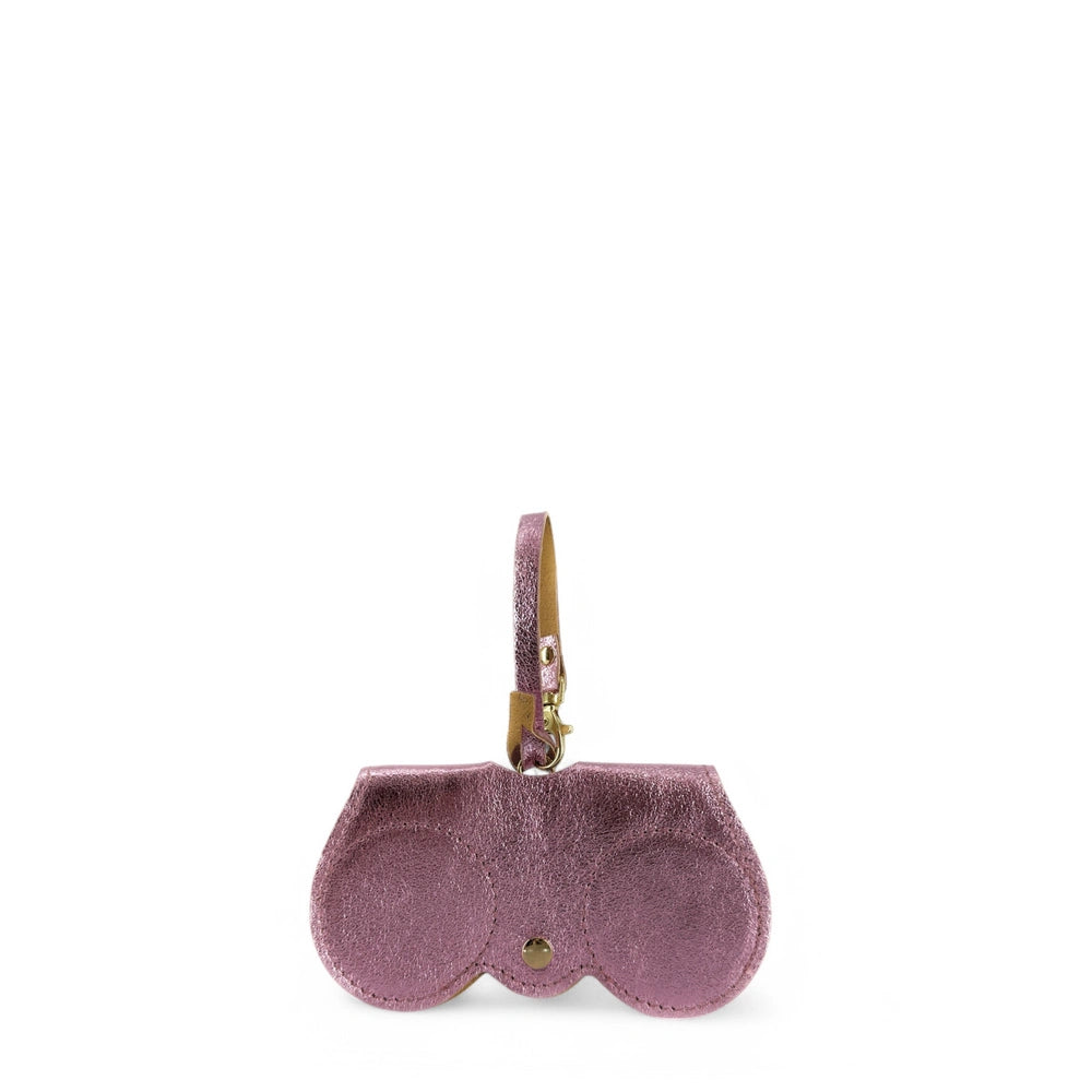 Etui à lunettes en cuir irisé PEANUT GLOW Rose pâle irisé