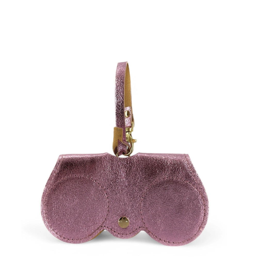 Etui à lunettes en cuir irisé PEANUT GLOW Rose pâle irisé