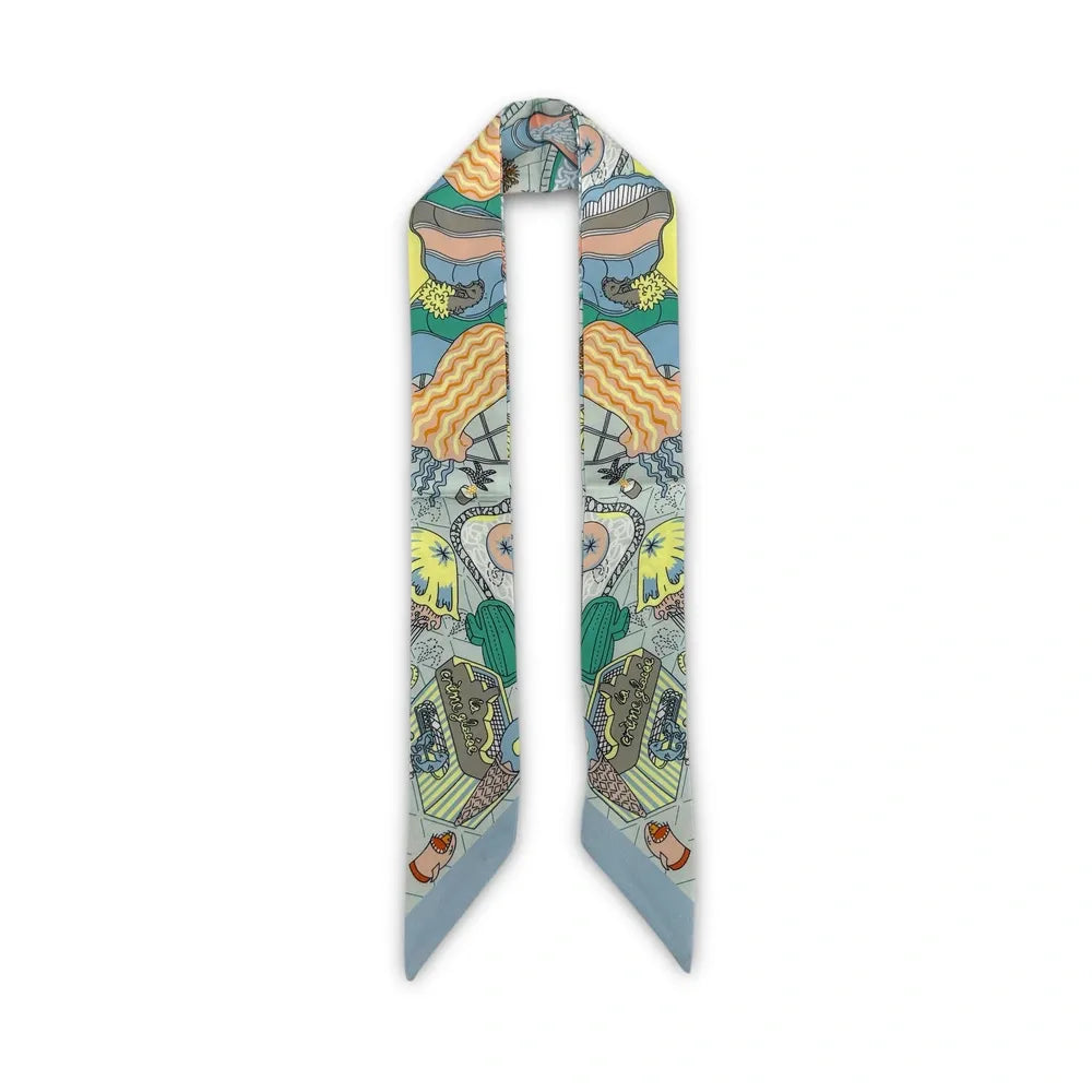 Foulard de sac en tissu satiné CREME GLACEE Bleu pastel