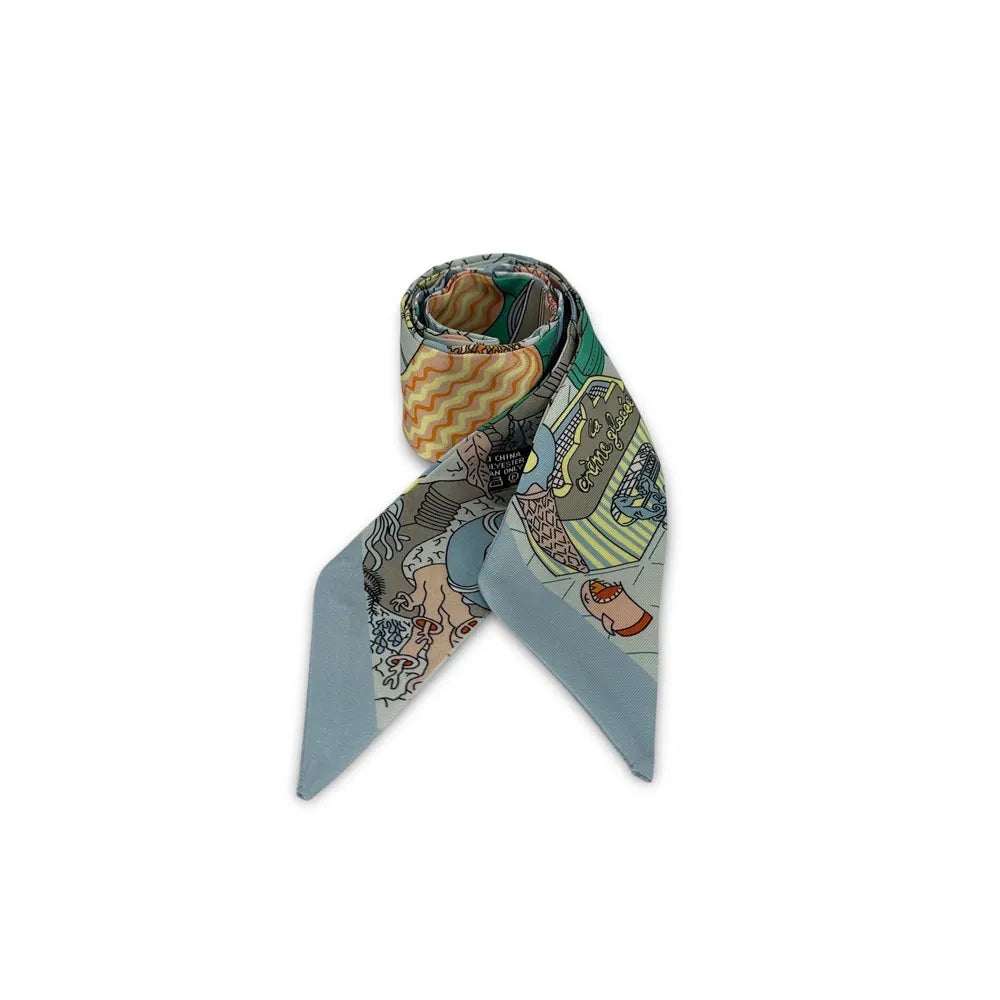 Foulard de sac en tissu satiné CREME GLACEE Bleu pastel