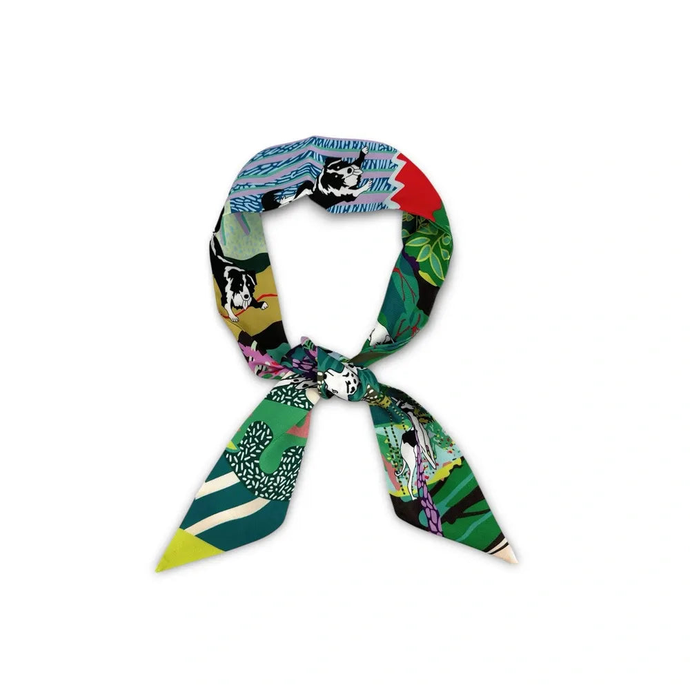 Foulard de sac en tissu satiné JUNGLE DOGS Vert intense